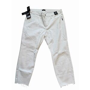 Silver Mid Rise Straight Crop White Jeans Size 18W NWT